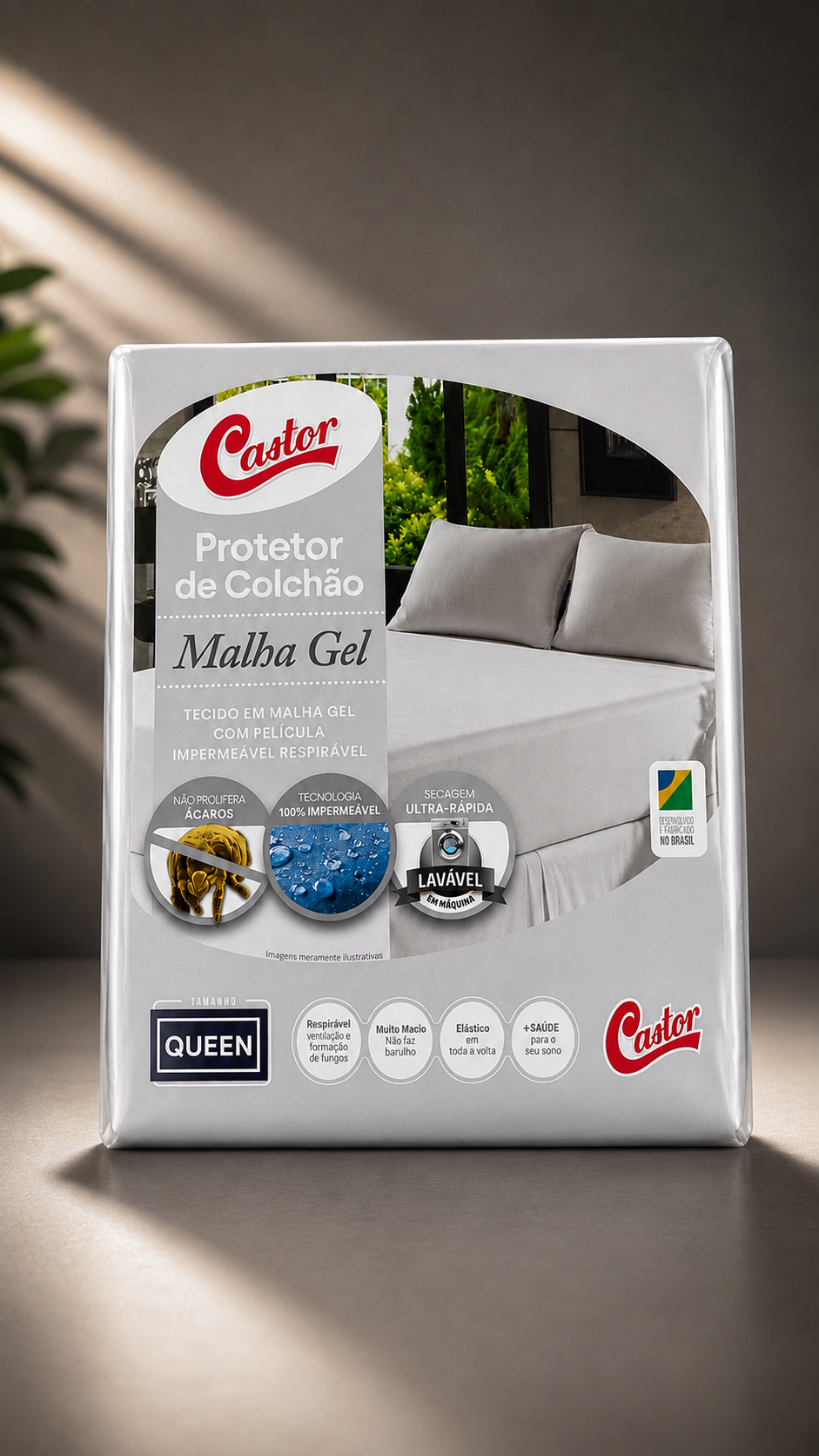 Protetor de Colchão Castor Queen Impermeável + Saúde Premium Percal 160x200x50cm