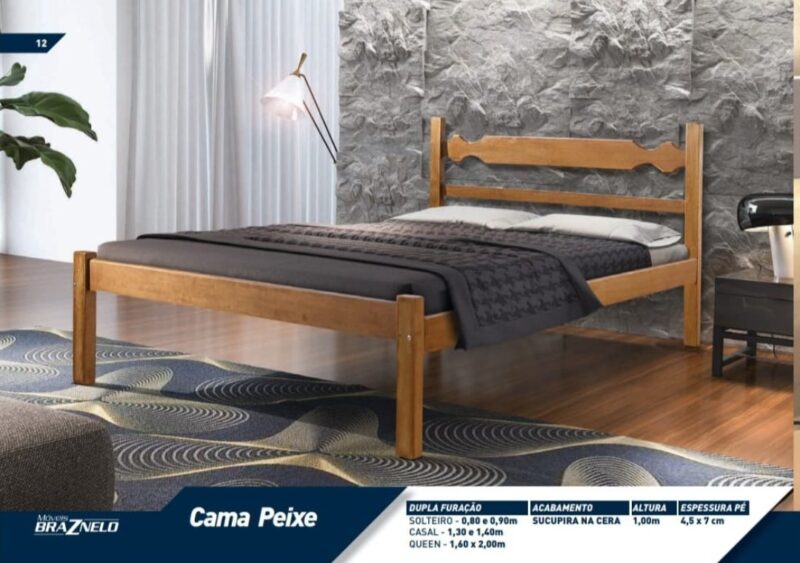 Cama de Sucupira Casal + Colchão de Espuma D33 Double Face/ 20cm de altura