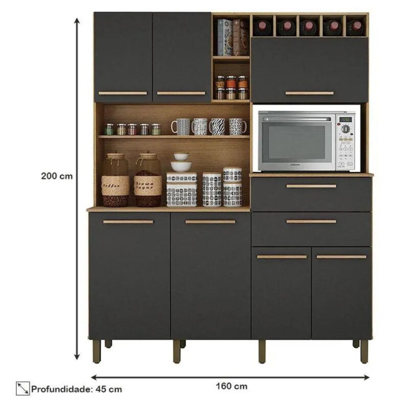 ð¥ Oferta de Aniversário ð ð¥³ 
Armário Monte Rey/ Valdemoveis/ Cinamomo Grafite/ 7 Portas 2 gavetas Corrediças telescópicas - Imagem 2