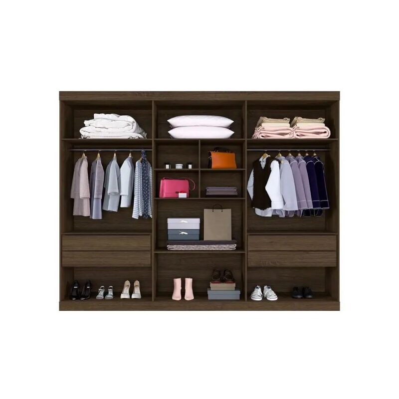 Guarda Roupa Master Casal 6 Portas 4 Gavetas/ Benetil- Imbuia Puxadores em MDF - Imagem 2