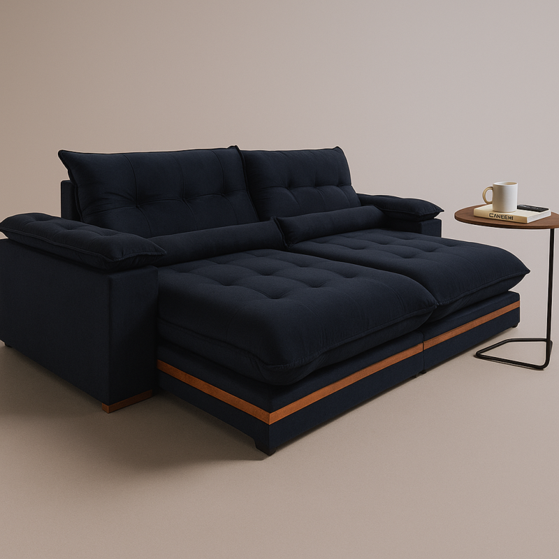ð¥ Oferta ð¥
Sofá Ibiza 2m30 4 Lugares Retrátil e Reclinável Molas Pocket Ensacadas + Espuma Soft D28/ Pillow com 32cm de Altura ( Preto Veludo )