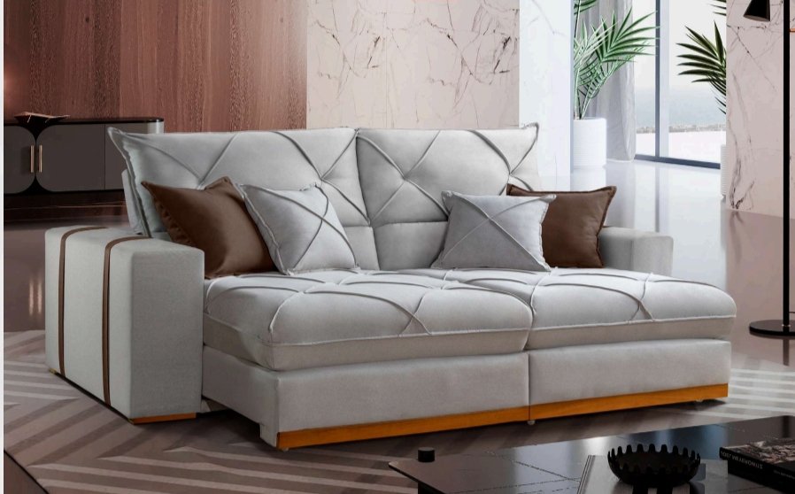 ð¥ Oferta de Aniversário ð ð¥³ 
Sofá Gran Plus com 2m30 ( Assento Pillow 25cm ) 4 Lugares- Tecido Veludo Cinza Premium 
Molas Pocket Ensacadas no Pillow