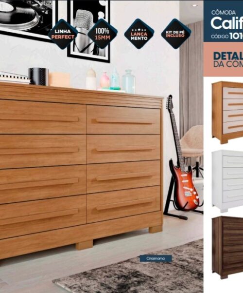 ð¥ Oferta ð¥ 
Cômoda Califórnia C/ 8 Gavetas- Corrediças telescópicas _ Pés Em ABS inclusos/ Cor Cinamomo