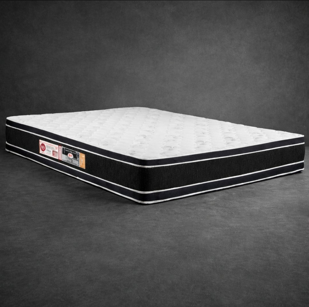 Colchão Premium Black White D33 Casal C/ 27cm de altura Double Face- Preto e Branco