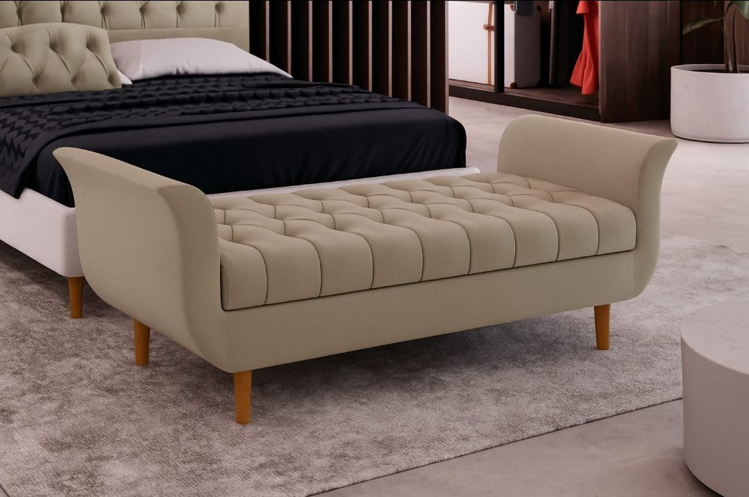 Recamier Baú Casal 1.40 Pés em madeira maciça 
Revestido em Veludo Luxo ( opções de cores )