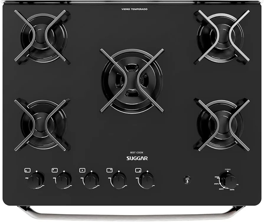Fogão Best Glass 5 Queimadores Mesa de Vidro Temperado - Imagem 3